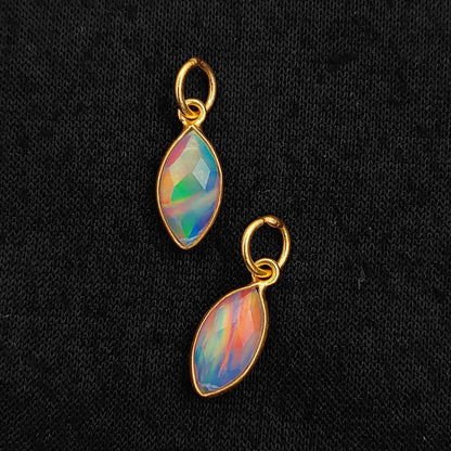 Gold plated sterling silver marquise opal drop pendant for DIY necklaces and bracelets