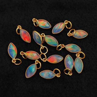 Handmade jewelry opal pendant marquise shape with gold plated 925 silver frame