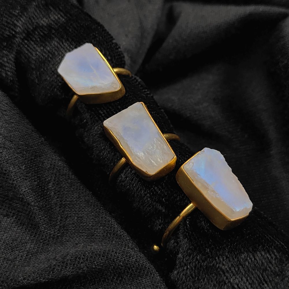 Gold Plated Rainbow Moonstone Ring – Unique & Adjustable Design