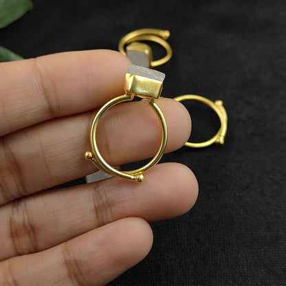 Rainbow Moonstone Adjustable Handmade Ring Gold Plated Boho Chic Minimalist Jewelry for Women- Selling Per Piece