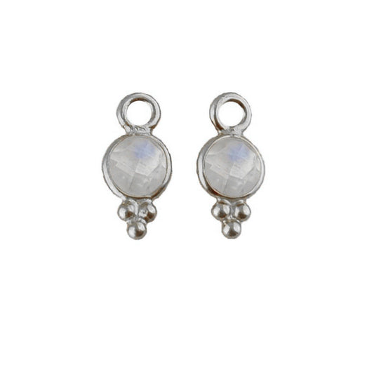 Tiny Rainbow Moonstone Pendant Sterling Silver Jewelry