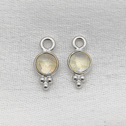 Tiny Rainbow Moonstone Pendant Sterling Silver Jewelry