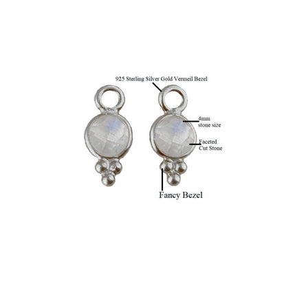 Tiny Rainbow Moonstone Pendant Sterling Silver Jewelry