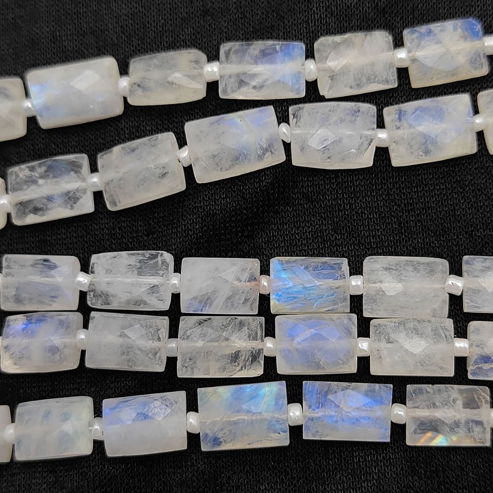 Rainbow Moonstone Faceted Rectangle Loose Beads Ideal for Necklaces, Bracelets & Earrings