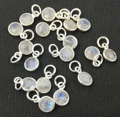 925 Sterling Silver Gemstone Pendant Handmade 6mm Round Faceted All Birthstone Necklace Charm- Selling Per Piece
