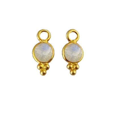 Rainbow Moonstone Charm 4mm Gold Vermeil Pendant for Custom Jewelry