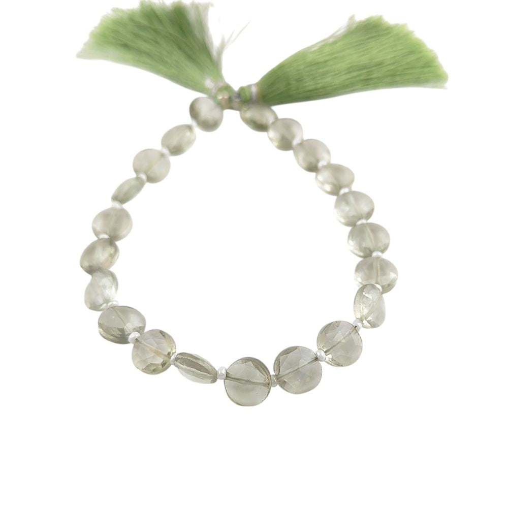 Rare Green Amethyst Coin Beads