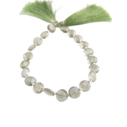 Rare Green Amethyst Coin Beads