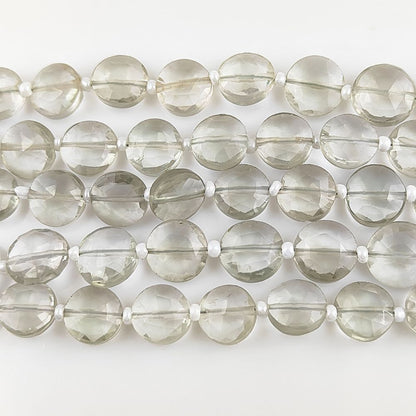 Rare Green Amethyst Coin Shape Gemstone Beads for Jewelry