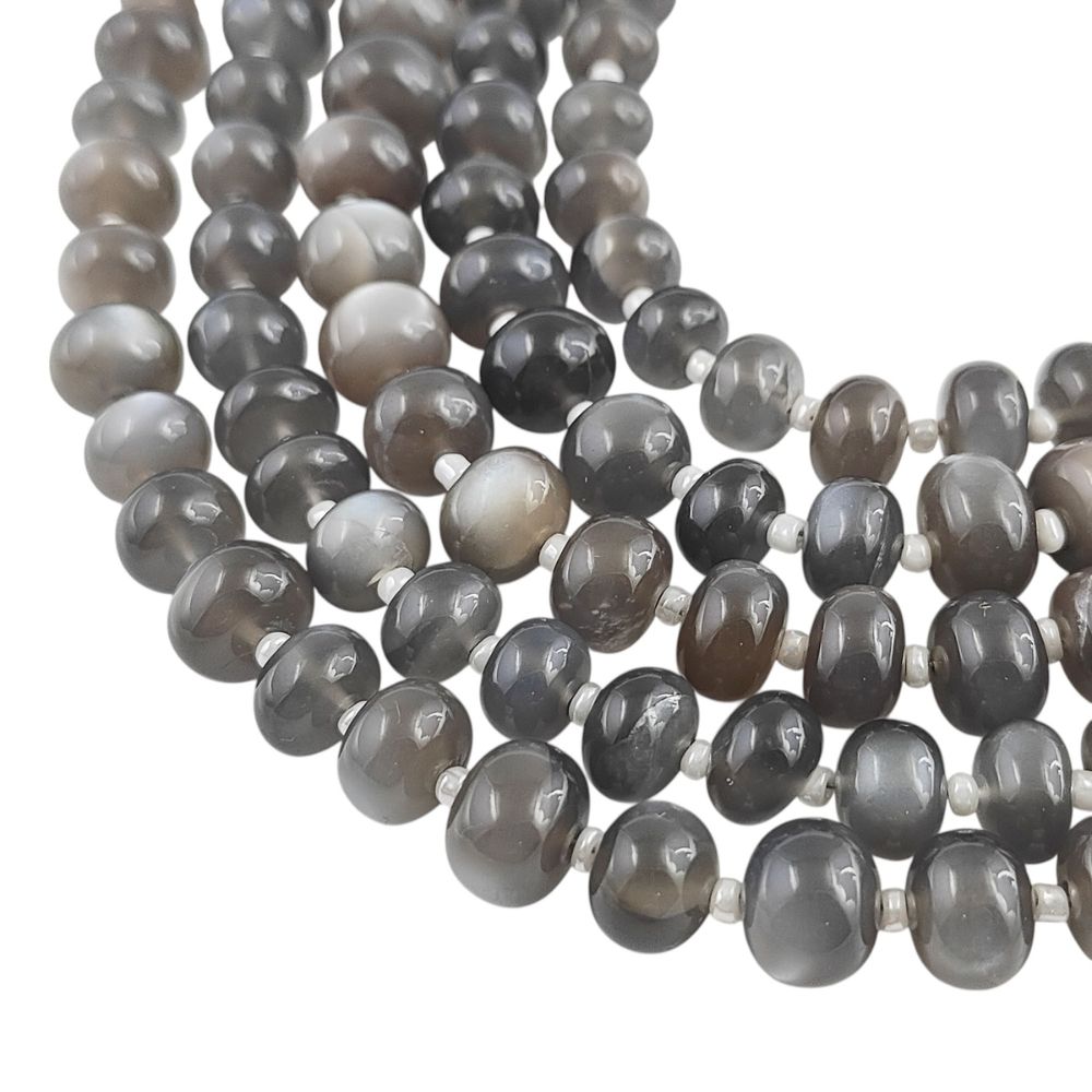Rare Grey Moonstone Rondelle Beads – Elegant & Unique