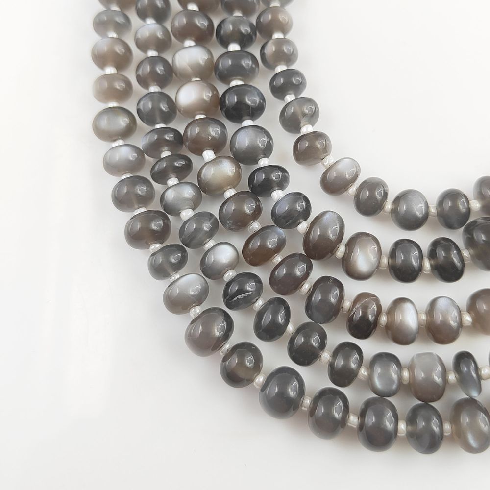 Rare Grey Moonstone Rondelle Gemstone Beads for Jewelry