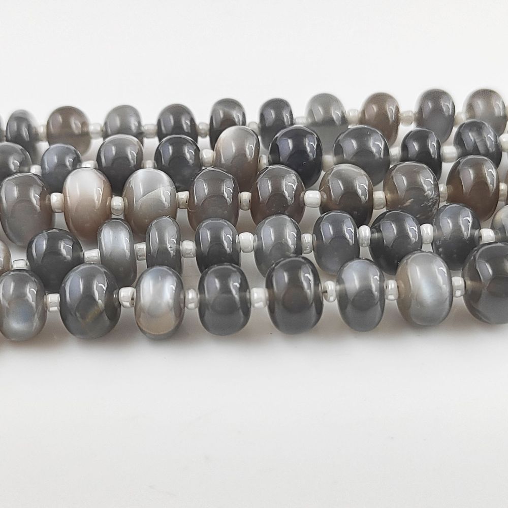 Rare Grey Moonstone Rondelle Gemstone Beads for Jewelry