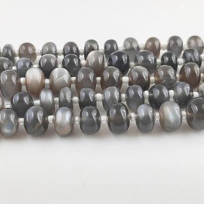 Rare Grey Moonstone Rondelle Gemstone Beads for Jewelry