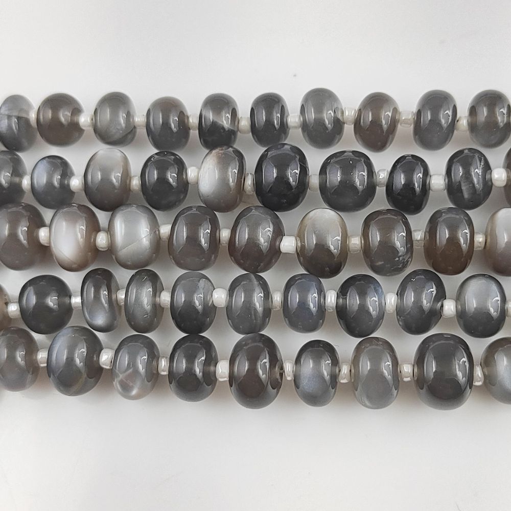 Rare Grey Moonstone Rondelle Gemstone Beads for Jewelry