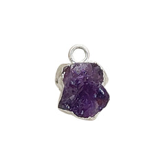 Raw Amethyst Crystal Pendants with Silver Edge Natural February Birthstone Charms for DIY Jewelry