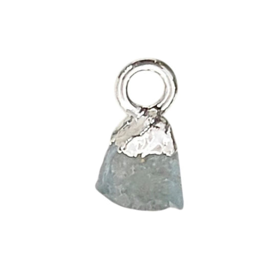 Raw Aquamarine Crystal Charms 5–7mm Natural Blue Gemstone Pendants with Electroplated Cap, Small Healing Stone Charms for DIY Jewelry