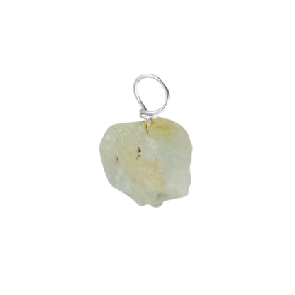 Raw Aquamarine Crystal Pendant 7–10mm March Birthstone Gemstone Jewelry Component Solid 925 Silver DIY Necklace Charm