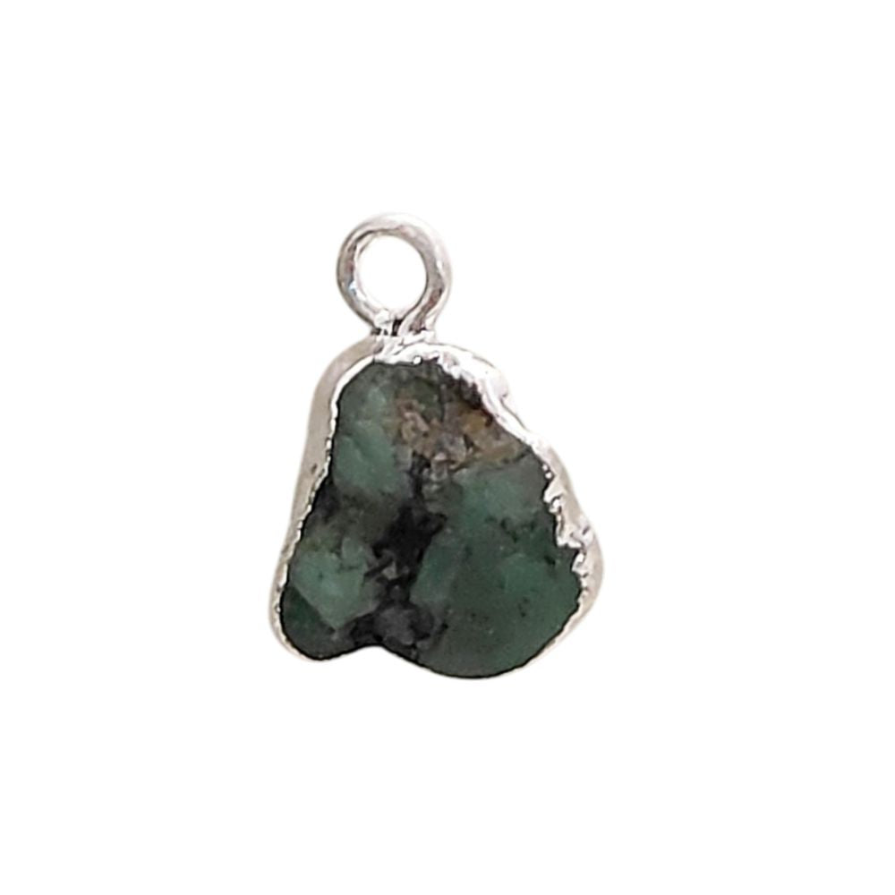 Raw Birthstone Crystal Pendants with Silver Edge Natural Gemstone Charms for DIY Jewellery Making