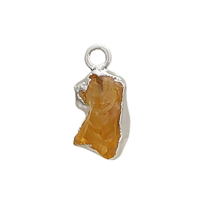 Raw Birthstone Crystal Pendants with Silver Edge Natural Gemstone Charms for DIY Jewellery Making