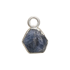 Raw Blue Sapphire Birthstone Pendants with Silver Edge Natural Crystal Charms for Handmade Jewelry
