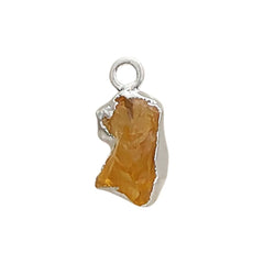Raw Citrine Crystal Charms with Silver Edge November Birthstone Gemstone Pendants for Jewelry Supplies