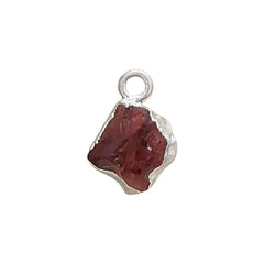 Raw Garnet Gemstone Pendants with Silver Edge Natural January Birthstone Crystal Charms for Handmade Jewelry Making Supplies