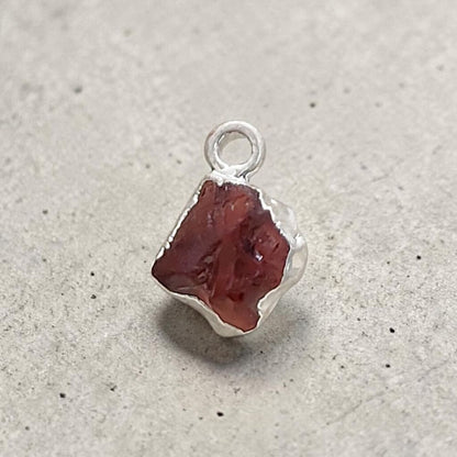 Raw Garnet Gemstone Pendants with Silver Edge Natural January Birthstone Crystal Charms for Handmade Jewelry Making Supplies