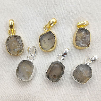 Raw Herkimer Diamond Jewelry Charm Collet Set Pendant for Bracelets & Necklaces