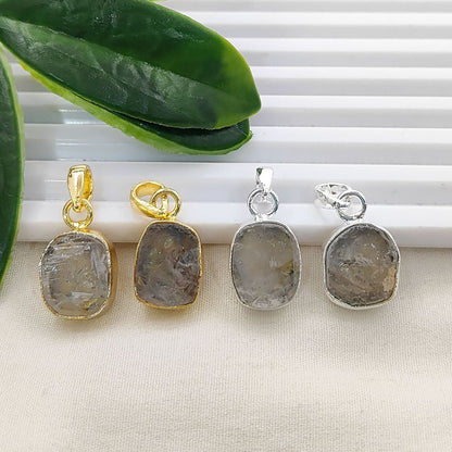 Raw Herkimer Diamond Jewelry Charm Collet Set Pendant for Bracelets & Necklaces