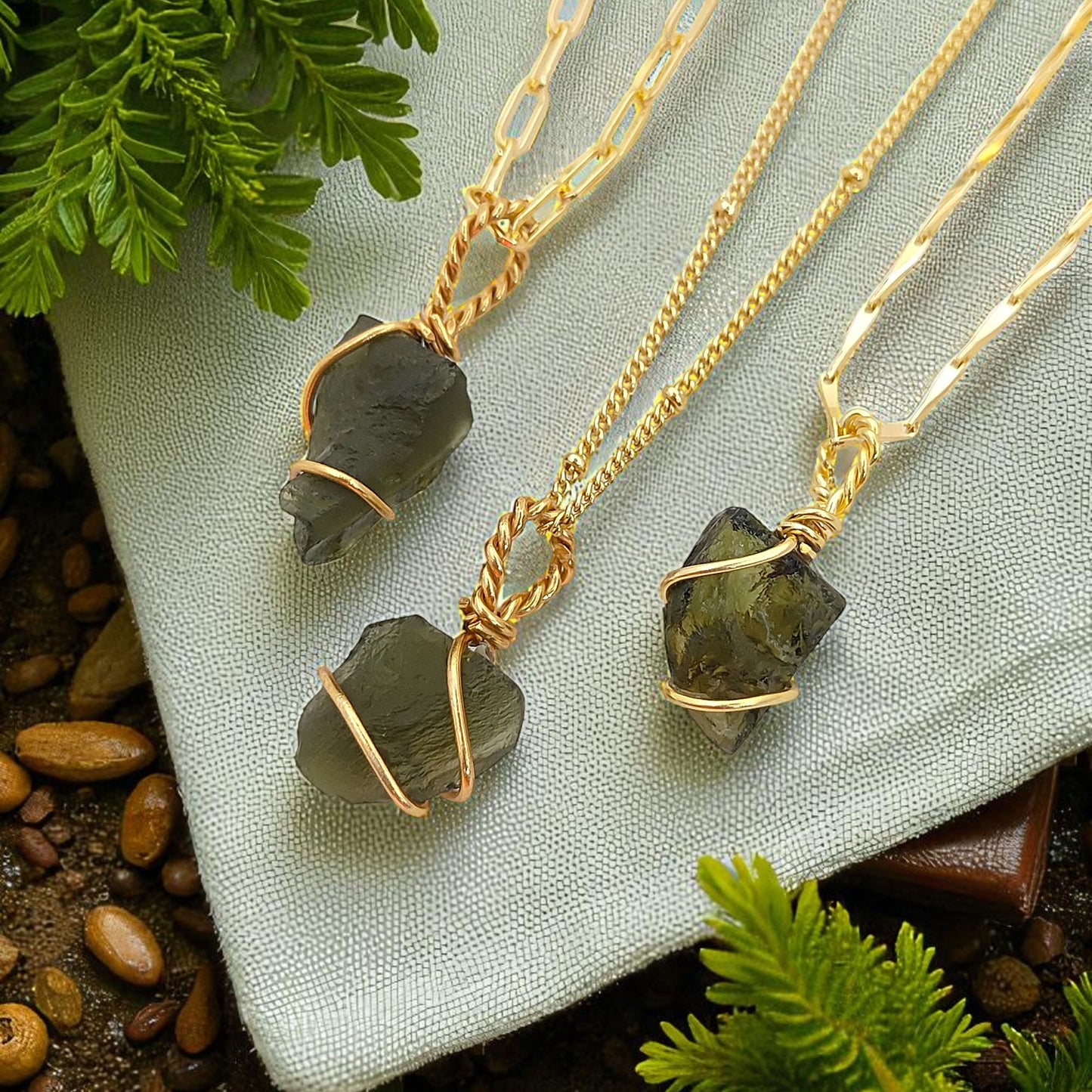Raw Moldavite Wire Wrapped Necklace Green Crystal Healing Pendant for Transformation & Heart Chakra- Selling Per Piece