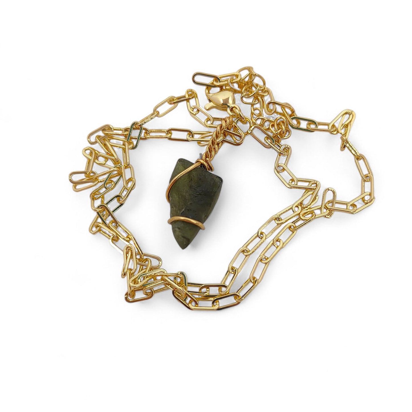 Raw Moldavite Wire Wrapped Necklace Green Crystal Healing Pendant for Transformation & Heart Chakra- Selling Per Piece
