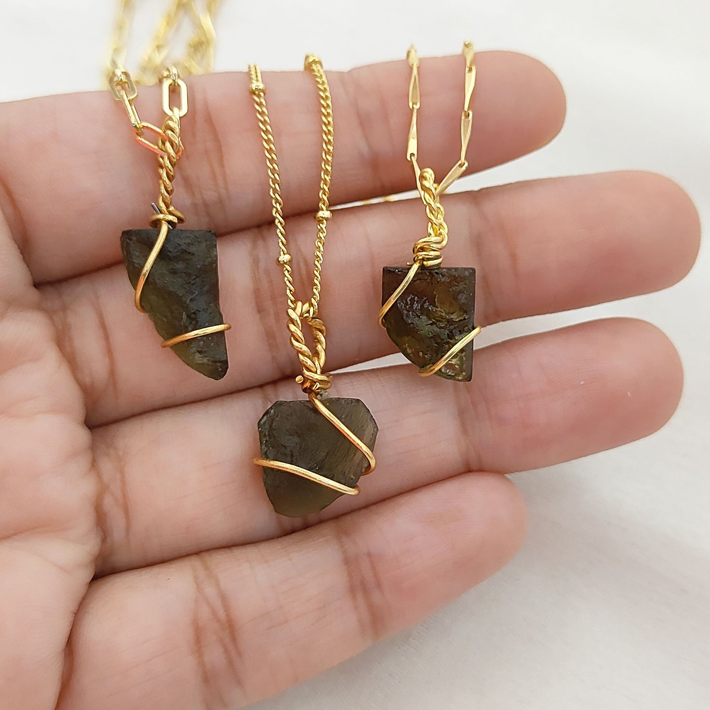 Raw Moldavite Wire Wrapped Necklace Green Crystal Healing Pendant for Transformation & Heart Chakra- Selling Per Piece