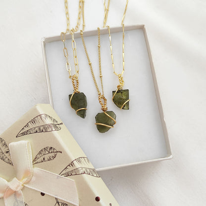 Raw Moldavite Wire Wrapped Necklace Green Crystal Healing Pendant for Transformation & Heart Chakra- Selling Per Piece