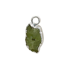Raw Peridot Crystal Charms Silver Edge Natural Rough Green Gemstone Pendants for DIY Jewelry Supplies