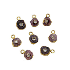 Raw Ruby Crystal Pendant for Necklce 18k Gold Electroplated Handmade Birthstone Charm- Selling Per Piece