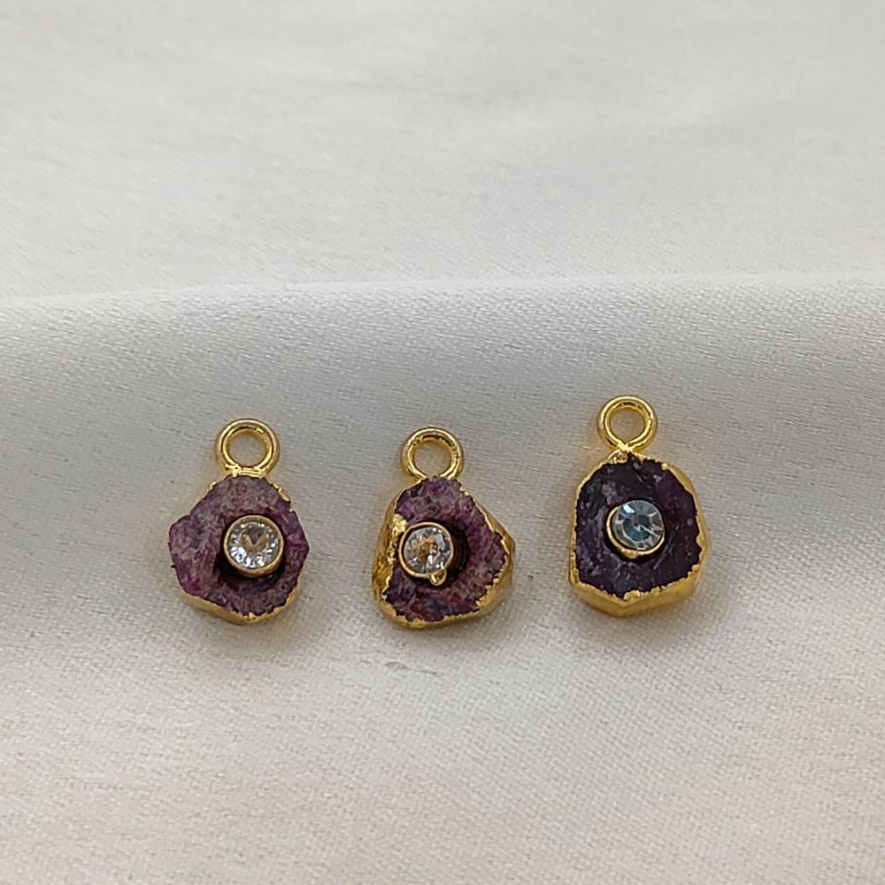 Raw Ruby Crystal Pendant for Necklce 18k Gold Electroplated Handmade Birthstone Charm- Selling Per Piece