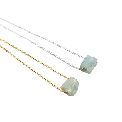 Handmade Aquamarine Crystal Necklace – Elegant Gold Chain