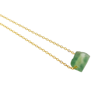 Multi Raw Gemstone Necklace with Gold Plated Adjustable Chain