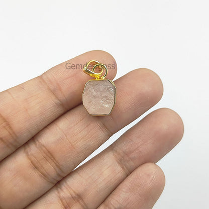 Raw Gemstone Tiny Pendant Rough Stone Pendant Necklace Artisans Charms Gold Plated Jewelry- Selling Per Piece