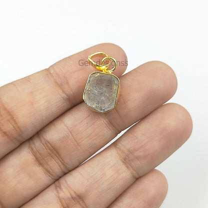 Raw Gemstone Tiny Pendant Rough Stone Pendant Necklace Artisans Charms Gold Plated Jewelry- Selling Per Piece