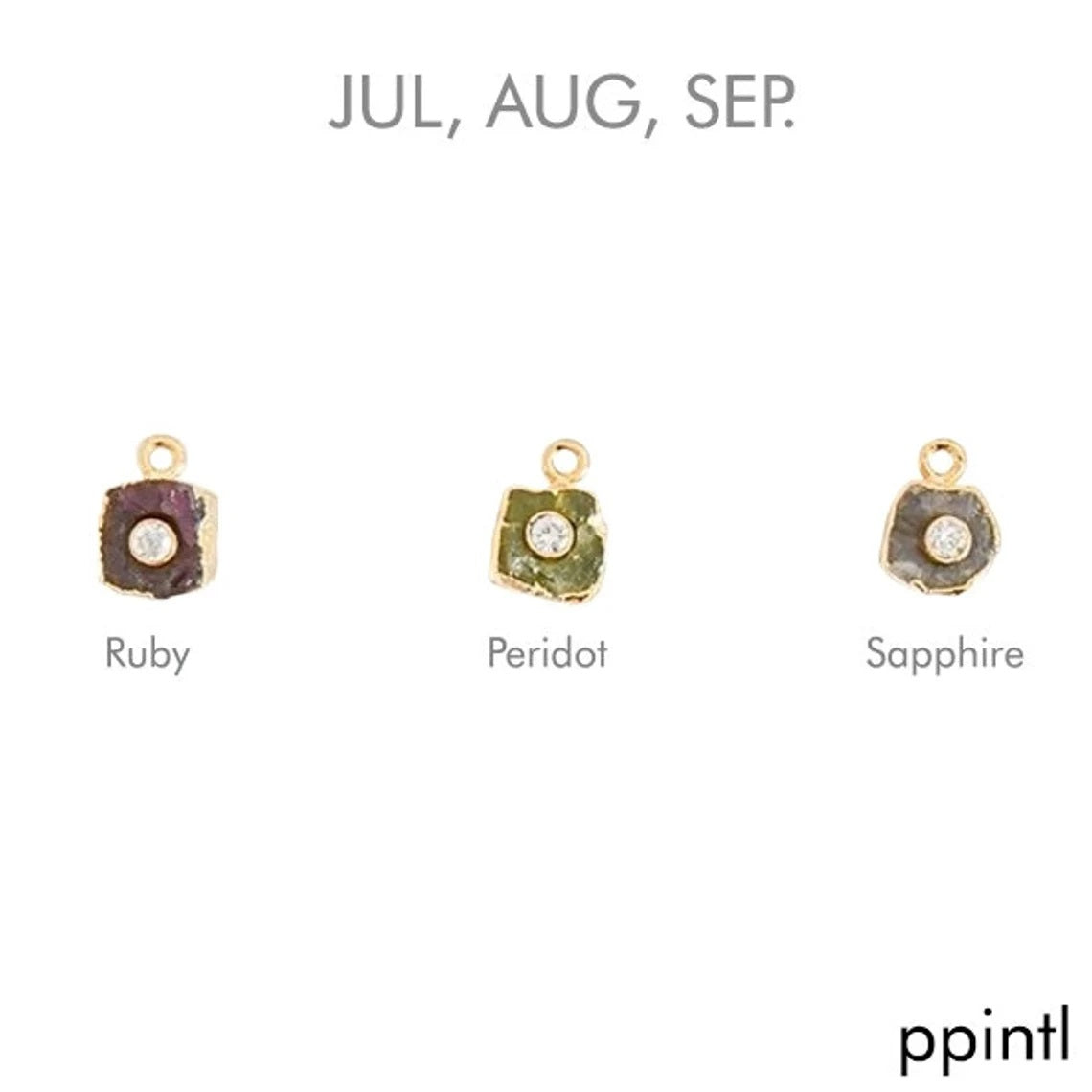 Natural Raw Gemstone Birthstone Pendant with CZ 18k Gold Electroplated Handmade Charm- Selling Per Piece