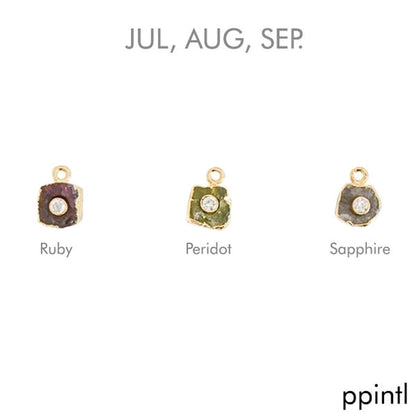 Natural Raw Gemstone Birthstone Pendant with CZ 18k Gold Electroplated Handmade Charm- Selling Per Piece
