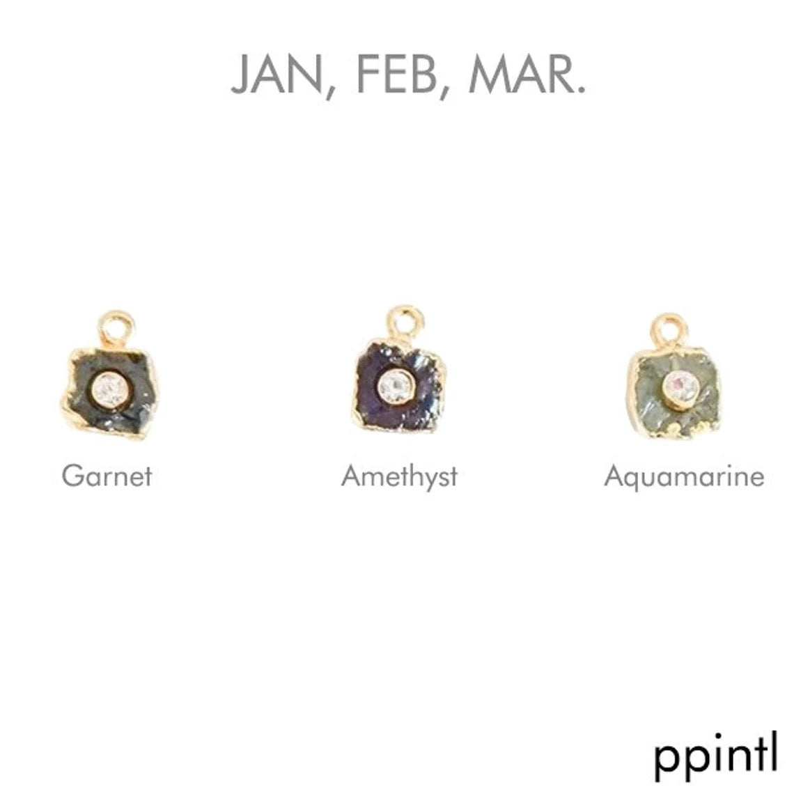Natural Raw Gemstone Birthstone Pendant with CZ 18k Gold Electroplated Handmade Charm- Selling Per Piece