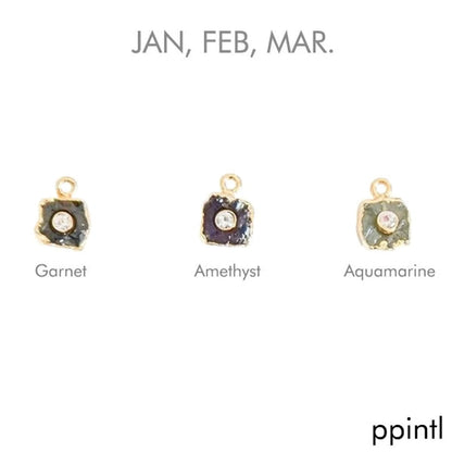 Natural Raw Gemstone Birthstone Pendant with CZ 18k Gold Electroplated Handmade Charm- Selling Per Piece
