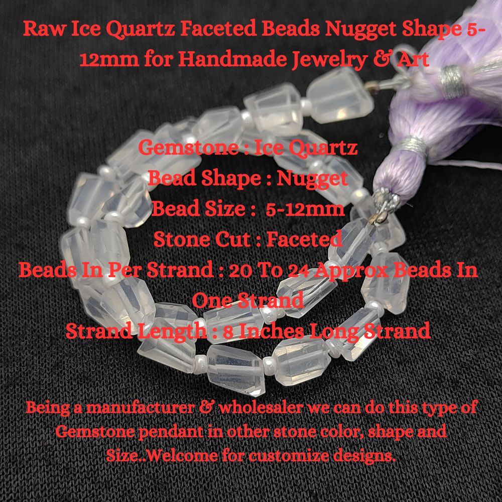 Raw Ice Quartz Faceted Beads Nugget Shape 5-12mm for Handmade Jewelry & Art