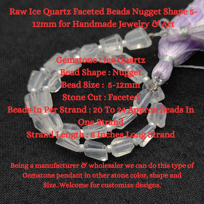 Raw Ice Quartz Faceted Beads Nugget Shape 5-12mm for Handmade Jewelry & Art