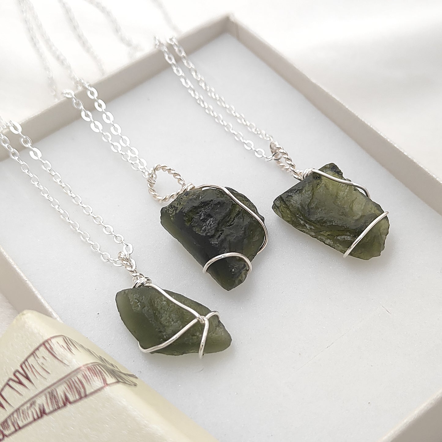 Raw Moldavite Wire Wrapped Necklace Green Crystal Healing Pendant for Transformation & Heart Chakra- Selling Per Piece