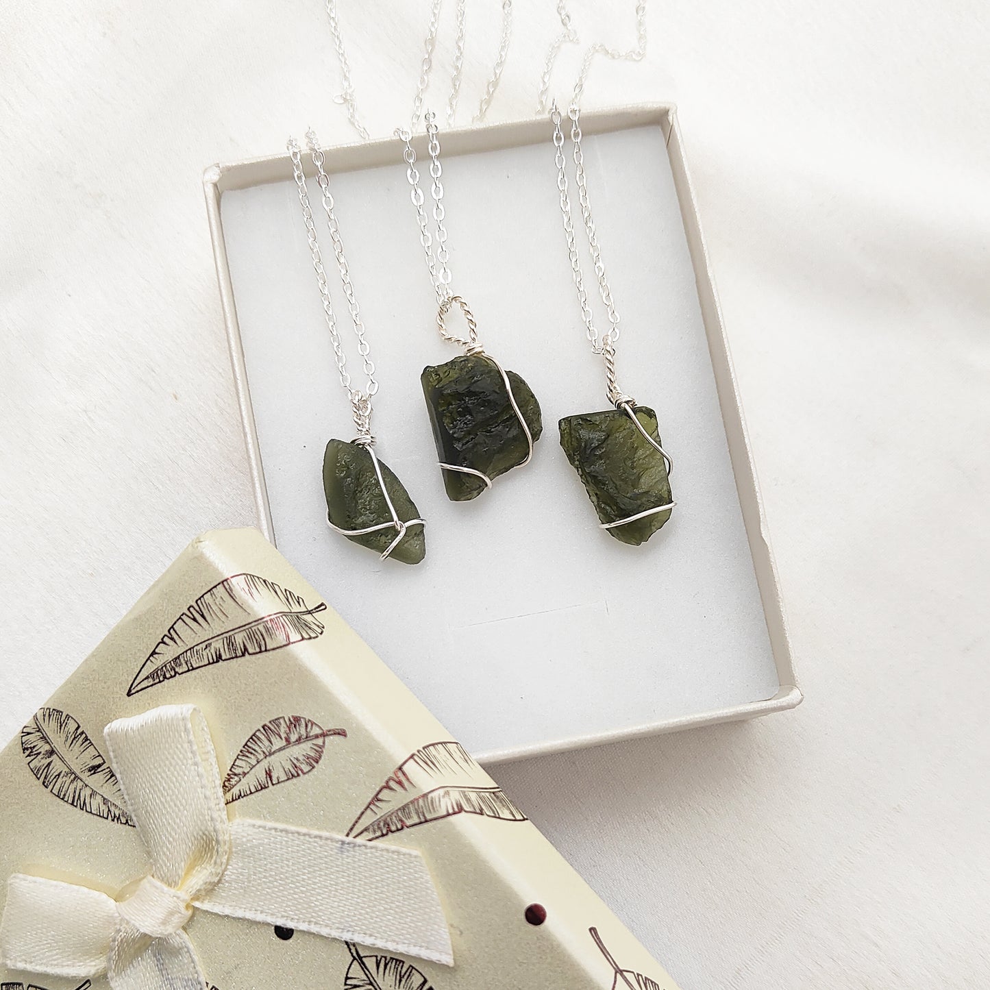 Raw Moldavite Wire Wrapped Necklace Green Crystal Healing Pendant for Transformation & Heart Chakra- Selling Per Piece