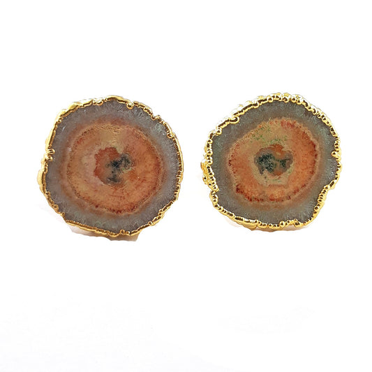 Raw Peach Solar Quartz Cufflinks for Men