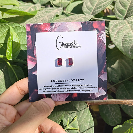 Red Garnet Baguette Stud Earring - January Birthstone Earring - Gemstone Baguette Earring - 925 Prong Set Women Earring - Selling Per Pair